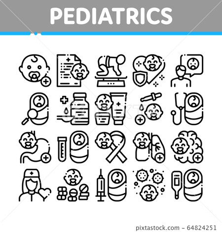 Pediatrics Medical Collection Icons Set Vector 64824251