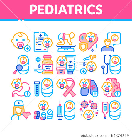 Pediatrics Medical Collection Icons Set Vector 64824269