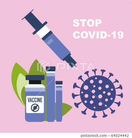 Coronavirus vaccine concept. Vaccine syringe and 64824442