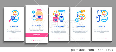 Pediatrics Medical Onboarding Elements Icons Set Vector 64824595