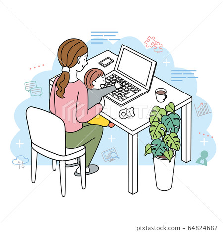 遠程辦公親子遠程辦公遠程辦公圖 64824682