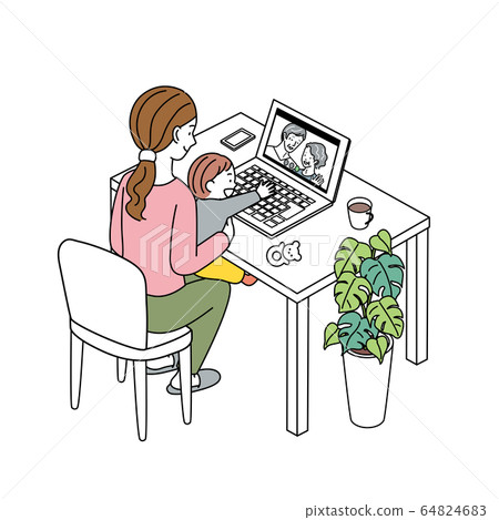 在線返校親子遠程辦公遠程辦公插圖 64824683