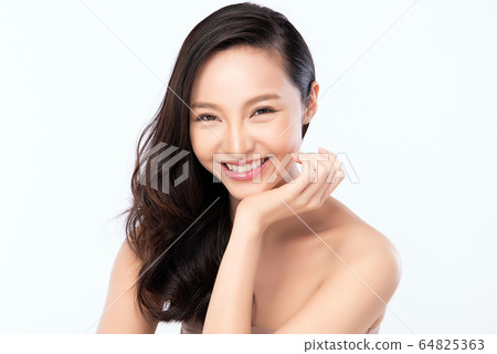 Beautiful Young Asian Woman with Clean Fresh Skin. Face care, Facial treatment, Cosmetology, beauty 64825363