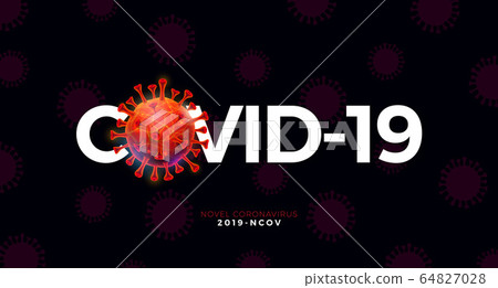 Covid-19. Coronavirus Outbreak Design with Virus Cell on Abstract Dark Background. Vector 2019-ncov Corona Virus Illustration on Dangerous SARS Epidemic Theme for Banner. 64827028