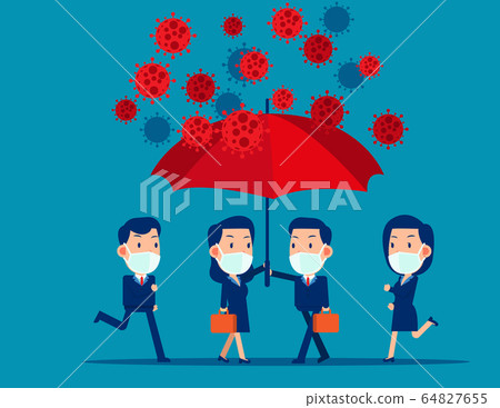 Business people help to cover under umbrella to Business people help to cover under umbrella to 64827655