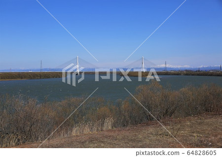 石狩河和三原橋(北海道江別市) 石狩河和三原橋(北海道江別市) 64828605