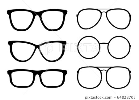 set of isolated transparent glasses and sunglasses icons 64828705