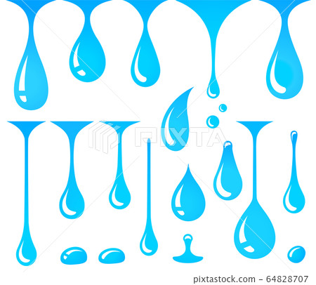 blue falling water drops and blodb set icons 64828707