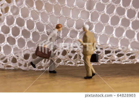 Men trying to go through the net Men trying to go through the net 64828903
