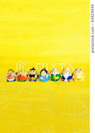 Seven Lucky Gods, Japanese paper background Seven Lucky Gods, Japanese paper background 64829449