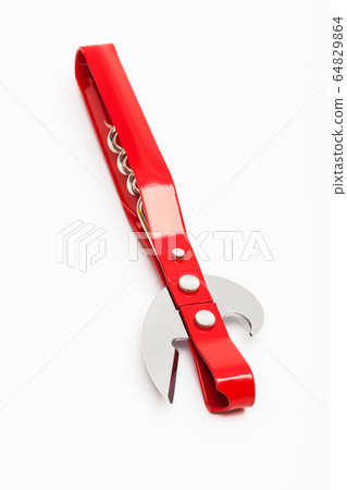 red metal opener on white background 64829864