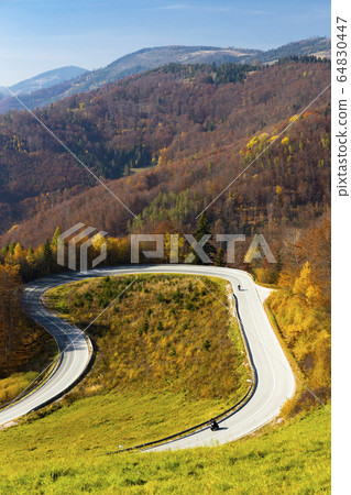 Road in National Park Slovensky Raj, Slovakia 64830447
