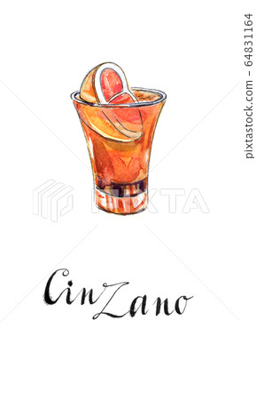 Glass of cinzano with red orange Glass of cinzano with red orange 64831164