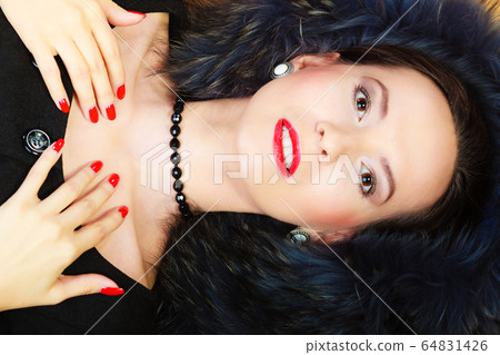 Fashion woman in fur coat, lady portrait Fashion woman in fur coat, lady portrait 64831426