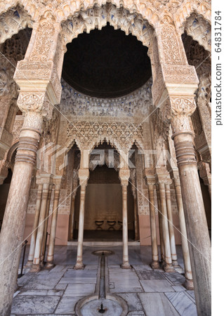 Detail of arabesques arches in the Alhambra, Detail of arabesques arches in the Alhambra, 64831784