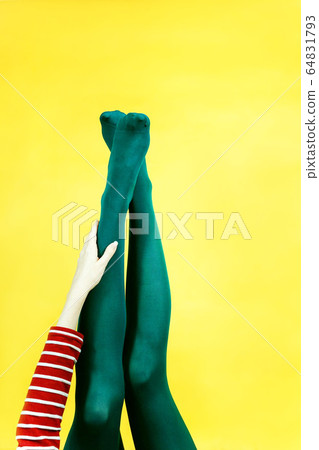 Pop art piece of young woman legs in tights Pop art piece of young woman legs in tights 64831793