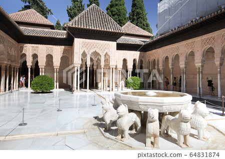 The Court of the Lions in the Alhambra, Granada, 64831874