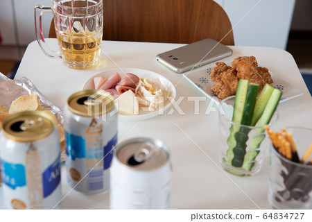 Online drinking party screen with nobody 64834727