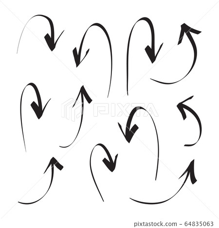 Arrows icons vector hand drawn editable set 64835063