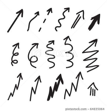 Arrows icons vector hand drawn editable set 64835064