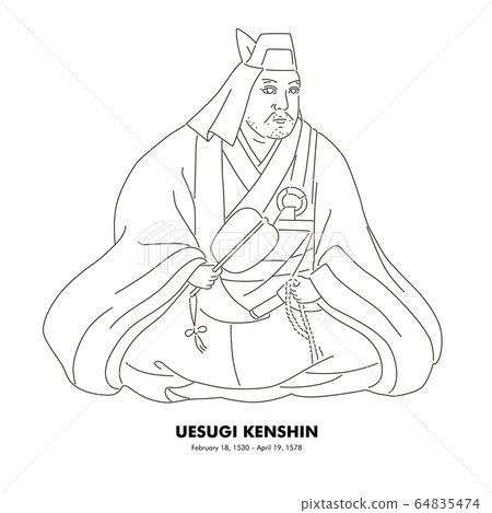 Kenshin Uesugi (1530 – 1578) Line drawing illustration of historical figures Kenshin Uesugi (1530 – 1578) Line drawing illustration of historical figures 64835474