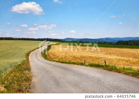 Country road through farmlands 64835746