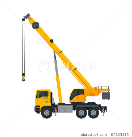 Construction Crane, Heavy Special Transport, Side View Flat Vector Illustration 64835815