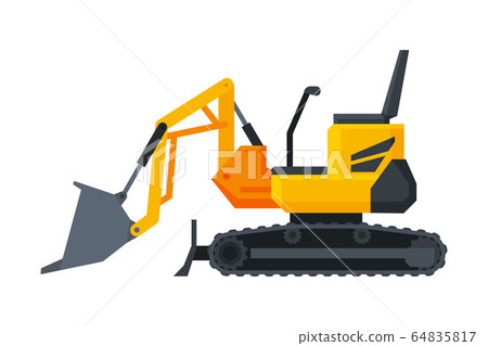 Bulldozer Heavy Construction Machine, Special Transport, Side View Flat Vector Illustration 64835817
