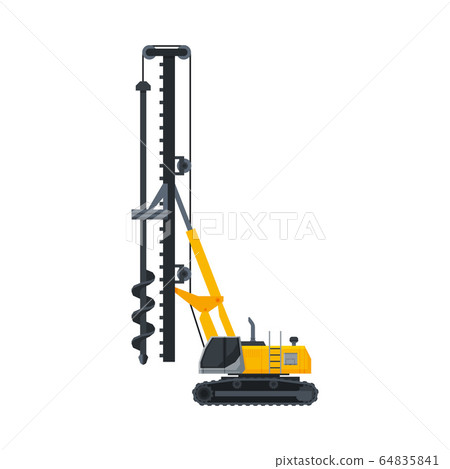 Drilling Truck Construction Machinery, Heavy Special Transport, Side View Flat Vector Illustration Drilling Truck Construction Machinery, Heavy Special Transport, Side View Flat Vector Illustration 64835841