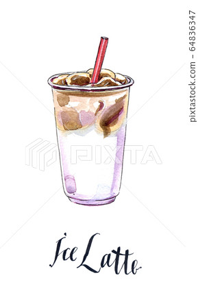 Iced latte or iced coffee in takeaway cup on white background