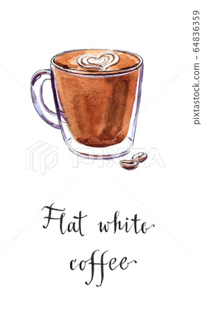 A glass cup of flat white coffee 64836359