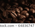 close up dark roasted coffee beans on heap, Low 64836747