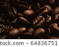 close up dark roasted coffee beans on heap, Low 64836751