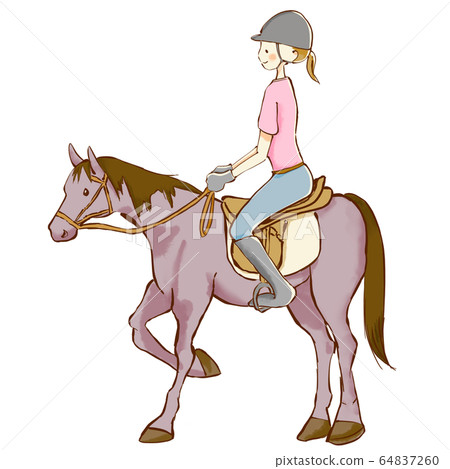 Illustration of a woman riding a horse Illustration of a woman riding a horse 64837260
