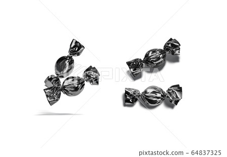 Blank black hard candy foil wrapper mockup, different views Blank black hard candy foil wrapper mockup, different views 64837325