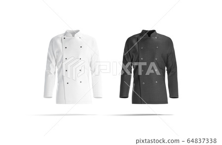 Blank black and white chef jacket mockup set, front view 64837338