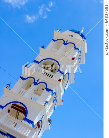 Traditional church in Santorini island, Cyclades, 64837681