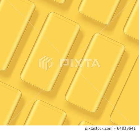 Smartphones presentation mockup in yellow color Smartphones presentation mockup in yellow color 64839641