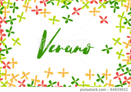 Floral frame with flowers and leaves and Spanish 64839932