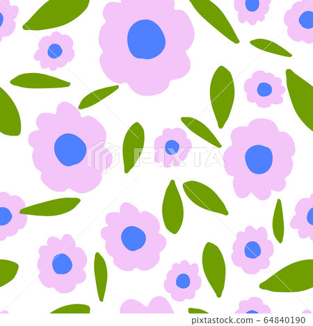 Hand drawn floral seamless pattern. Doodle background. Seamless cute illustration. Trendy textile, fabric, wrapping. 64840190