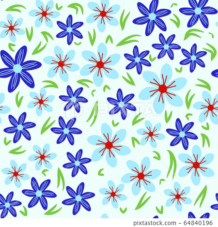 Seamless pattern with hand drawn doodle flowers. - Stock Illustration ...