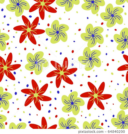 Seamless pattern with hand drawn doodle flowers. - Stock Illustration ...