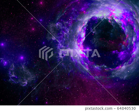 Abstract black hole - bright multicolor space background - digitally generated 3d illustration 64840530