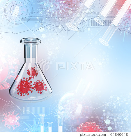 Antiviral drug research light blue abstract 3d illustration 64840648