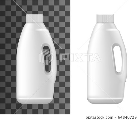 Realistic plastic bottle, liquid laundry detergent 64840729
