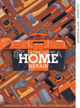 Home repair and construction work tools poster 64840755