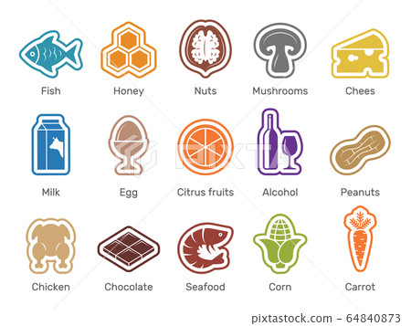 Allergen icon. Fur pollen spooky allergy dust bacteria collections mites vector danger symbols set 64840873