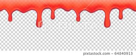 Strawberry jam dripping. Melted red syrup, transparent current liquid. Realistic fruit marmalade vector seamless pattern Strawberry jam dripping. Melted red syrup, transparent current liquid. Realistic fruit marmalade vector seamless pattern 64840913