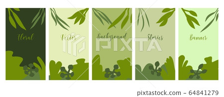 Social media banners set, green floral backgrounds with copy space for text, flat colors, vector templates. Social media banners set, green floral backgrounds with copy space for text, flat colors, vector templates. 64841279
