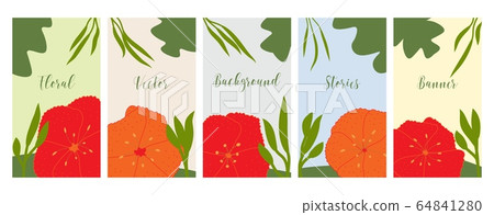 Social media banners set, flowers and plants, flat colors, floral backgrounds with copy space for text, vector templates. Social media banners set, flowers and plants, flat colors, floral backgrounds with copy space for text, vector templates. 64841280